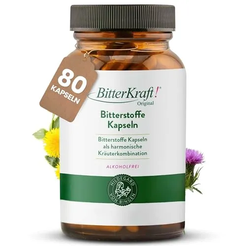 BitterKraft! Hochdosierte Bitterstoffe Kapseln mit Vitamin C – alkoholfrei - Pflanzliches Ergänzungsmittel mit hochdosierten Bitterstoffen und Vitamin C zur Unterstützung der Verdauung und Immunfunktion – vegan, ohne Zusatzstoffe, Made in Germany.