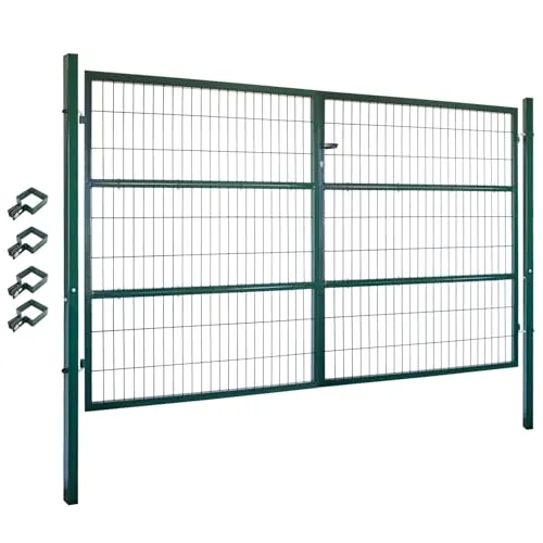 V2Aox Gartentor 300x160 cm - Doppelflügelig und abschließbar - Zauntore aus pulverbeschichtetem Stahl, ideal als Sicherheitsbarriere für Garten und Hof. Inklusive Pfosten und Zubehör für einfache Montage.