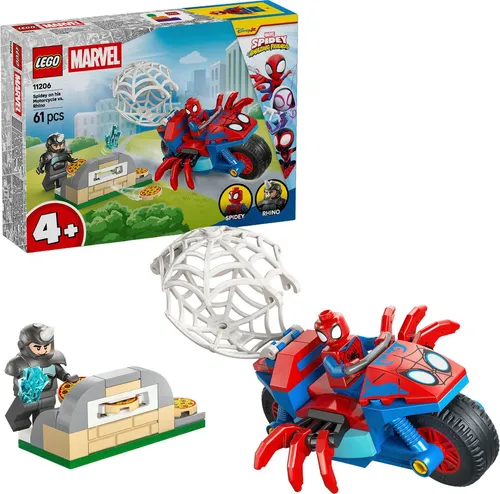 Marvel Spidey und seine Super-Freunde Spidey auf Motorrad vs. Rhino, Konstruktionsspielzeug 11206