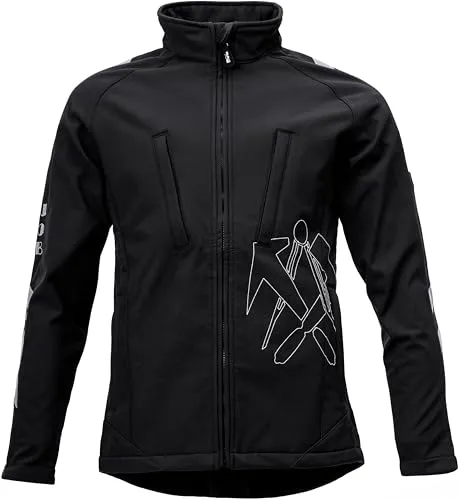 JOB-Dachdecker-Sommer-Soft Shell Jacke KENT schwarz XXXL - Outdoor Softshelljacke für Herren mit Dachdeckerlogo, ideal für Arbeiten im Freien bei warmem Wetter.