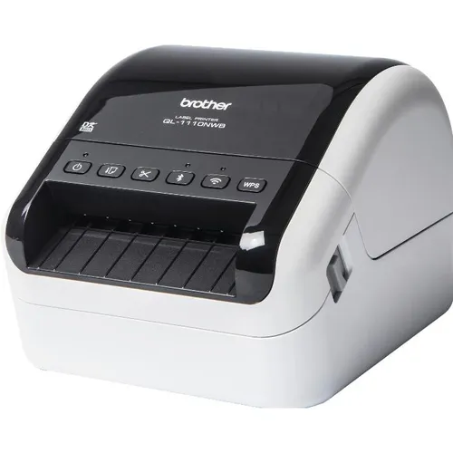Brother QL-1110NWBc Etikettendrucker - Thermo-Etikettendrucker für Etiketten bis 103 mm, vielseitige Anschlussmöglichkeiten über USB, WiFi, Bluetooth und Ethernet - ideal für Büro und Versand.