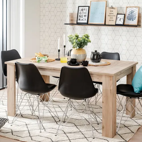 Homestyle4u Esstisch 90x160 cm, ausziehbar für bis zu 8 Personen - Esstisch in Weiß/Eiche/Grau, ideal für Küche oder Esszimmer, mit pflegeleichter Oberfläche und ausziehbar für große Familientreffen.