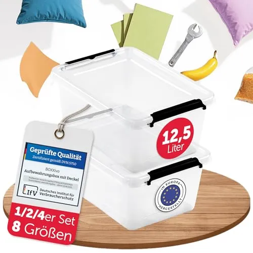 BOXXivo Aufbewahrungsboxen mit Deckel 12,5l im 2er Set - BPA-freie & lebensmittelechte Boxen Aufbewahrung - Stapelboxen mit Deckel - robuste & stapelbare Aufbewahrungsboxen - Kunststoffboxen