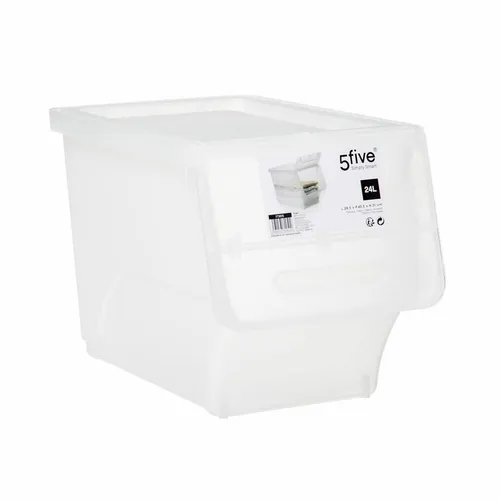 5five Simply Smart Aufbewahrungsbox mit Frontöffnung, Kunststoff Transparent 24L