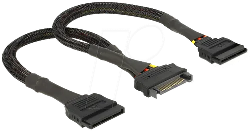 DELOCK 60135 - PowerSATA 15p.Bu.>2x SATA 15p. St.HDD 25cm