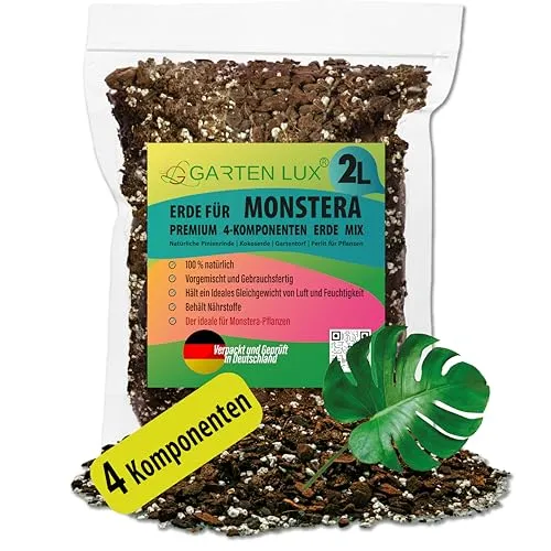 Garten Lux Premium Monstera Erde für fleischfressende Pflanzen – Packung mit 2 Litern – schneller Drainageboden für Wachstum und Umpflanzung von Pflanzen