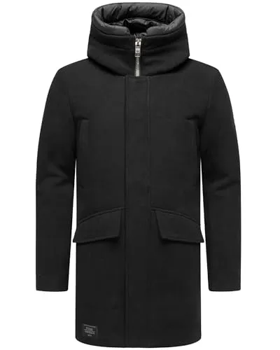 STONE HARBOUR Herren Wintermantel Fenroos XX Black Gr. S - Stylischer Wollmantel in urbanem Design, ideal für kühle Tage. Der gerade Schnitt und das robuste Material bieten Komfort und Wärme, während praktische Taschen für Stauraum sorgen. Perfekt für elegante City-Looks.