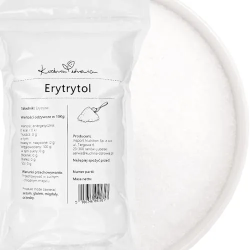 Erythrit 1 kg Zuckeraustauschstoff zum Backen & Süßen – KUCHNIA ZDROWIA | Kristalliner Zuckeraustauschstoff mit milder Süße und 0 kJ laut Nährwertangabe – für Backen, Getränke und Desserts