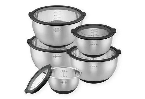 SILBERTHAL Edelstahl Schüssel 5er Set mit Deckel in silber von SILBERTHAL