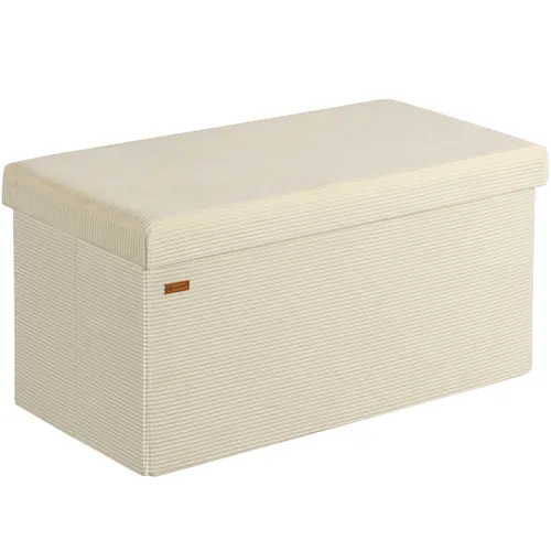 Casaria Sitzbank Cord Beige - Faltbar & 300kg belastbar - Sitzbank Cord Beige, faltbar mit 2 Boxen, ideal für Wohnzimmer. Hohe Belastbarkeit von 300kg, perfekt für zusätzlichen Stauraum und Sitzgelegenheit.