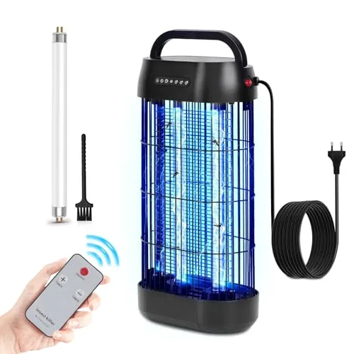 Elektrische Mückenlampe, EUQQZU 18W 1800V UV insektenvernichter mit Fernbedienung Timer, 80 m² IPX4-Mückenfallenlampe, Abwehrmittel, das Fliegenfalle Elektrisch für den Innenbereich Wirksam Reduziert