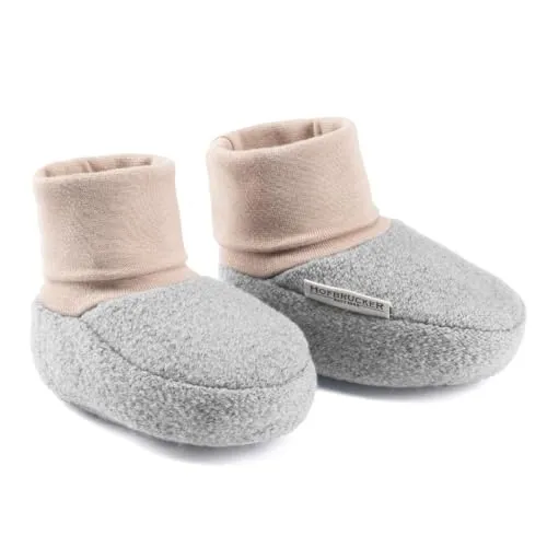 Hofbrucker Wollwalk Baby Schuh aus 100% Merinowolle, Ideal für die Babytrage, Anti-Rutsch Krabbel Babyschuh (grau melange, EU Schuhgrößensystem, Baby, Numerisch (von/bis), M, 20, 21)
