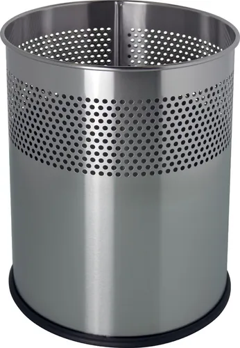 helit Edelstahl Papierkorb mit Lochdekor 15 Liter - Silber - Haushaltszubehör, eleganter Papierkorb aus Edelstahl mit modernem Lochdekor, ideal für jedes Zuhause oder Büro.