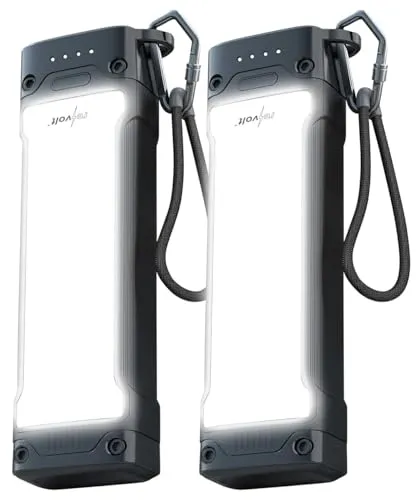 revolt Powerbank Lampe: 2er-Set Outdoor-USB-Powerbanks, 20.000 mAh, LED-Licht, USB-C PD 20 W (Handy C, 12-Volt-Ausgang, Arbeitsleuchte)