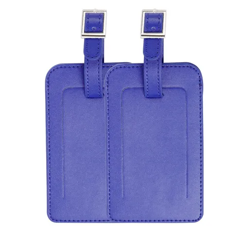 2stk Reise Gepäckanhänger PU Leder Kofferanhänger Adresse ID Etikett Königsblau
