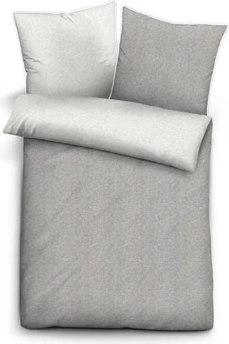 Biberna Melange Flanell-Wendebettwäsche 200x200 in grau von biberna