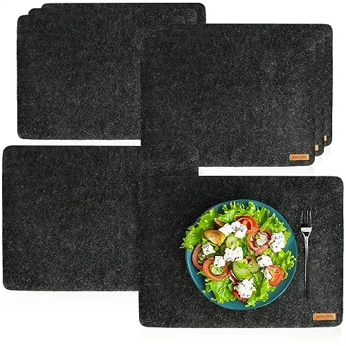 com-four® 8X Platzset abwischbar aus Filz - 44 x 32 cm Platzmatte - hitzebeständiges Tischset für 8 Personen - extra Dicke, rutschfeste Platzdeckchen, Filzunterlage (Platzmatte anthrazit - 8 Stück)