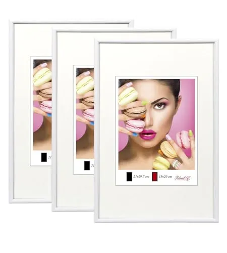 IDEAL TREND 2er 3er 5er Pack Photo Style Set Bilderrahmen Wanddeko Collage Poster Kunststoff Rahmen: Farbe: 3er Pack Weiß | Format: 15x20