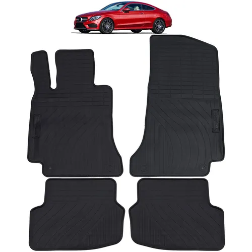 Auto Gummi Fußmatten Schwarz Premium Set für Mercedes C Coupe C205 2015-2018