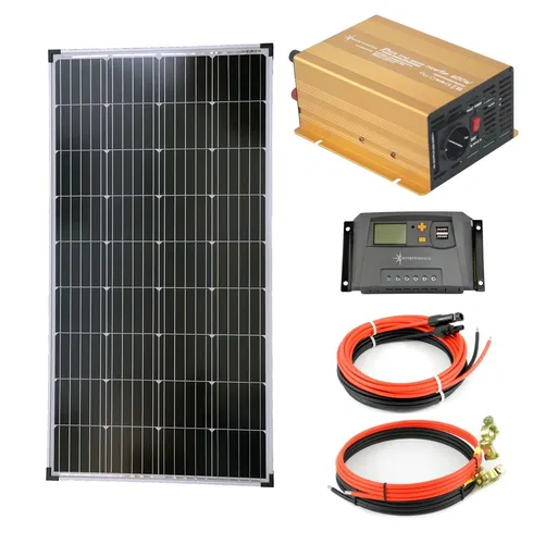 Solar Set Inselanlage 1x130 Watt 600 Watt reiner Sinus Wandler 10A Regler gelb