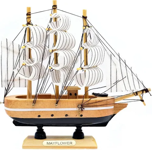 16CM Holzsegelboot Modell Blau