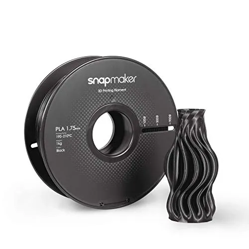 Snapmaker PLA 3D-Drucker Filament 1,75 mm, 1 kg Spule (2,2 lbs) - Maßhaltigkeit +/- 0,03 mm, passend für die meisten FDM-Drucker (Schwarz)