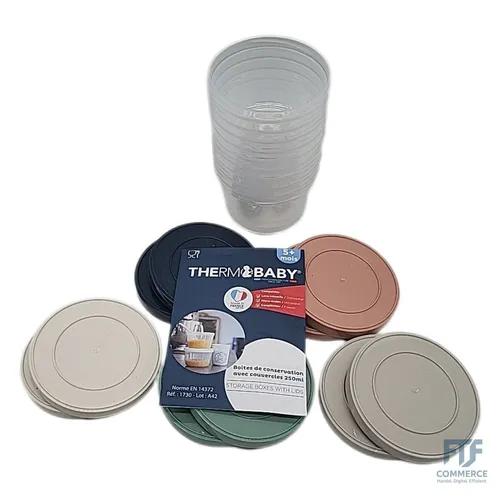 THERMOBABY Lot de 10 boîtes de conservation 250ml pour Bébé - Compatibles Micro-