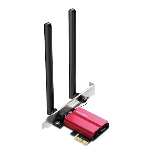 Mercusys MA86XE Netzwerkkarte - Ultrahochgeschwindigkeits WLAN und Bluetooth - Router mit bis zu 5400 Mbit/s, unterstützt Wi-Fi 6 und Tri-Band für blitzschnelle Internetverbindungen und nahtlose Konnektivität.