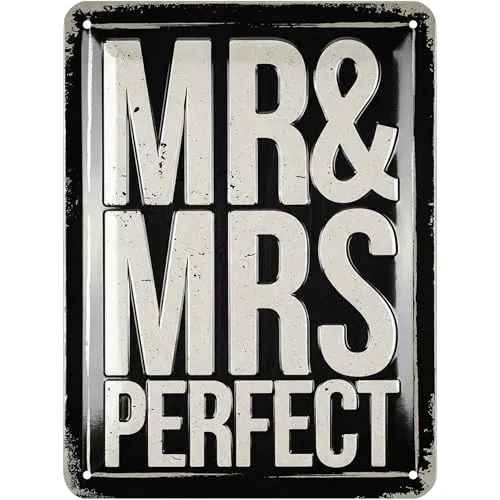 Produktbild LANOLU Retro Blechschild MR und MRS Schild Hochzeit
