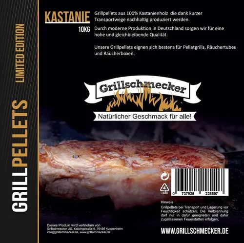 GRILLSCHMECKER Sonderedition Kastanie Grillpellets 10kg (1,59 EUR/kg)