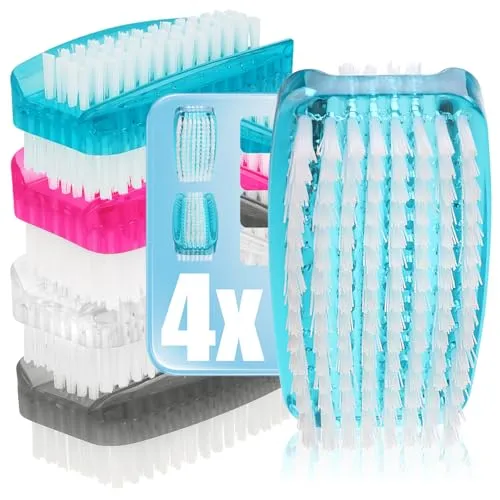 com-four® 4X Handwaschbürste - Nagelbürste aus Kunststoff - Handbürste doppelseitig - Reinigungsbürste für Hände und Fingernägel (4 Stück - Pastell)