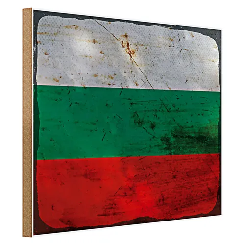Holzschild Flagge Bulgarien 40x30cm Flag Bulgaria Rost