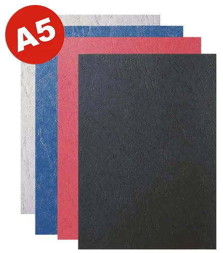 Einband Deckblätter, Lederstruktur, DIN A5, weiß, Deckblatt / Rückenkarton 100