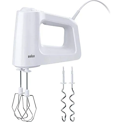 Braun MultiMix 3 HM 3000 Handmixer - 450 Watt, ergonomisches Design mit 5 Geschwindigkeitsstufen und Turbo-Funktion für müheloses Backen und Kochen