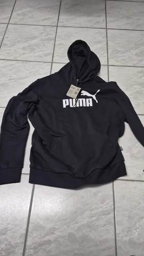 Puma Essentials Logo Kapuzenpullover - Baumwolle - schwarz Damen, Größe: L - Badmintonbekleidung Damen, nachhaltiger Hoodie aus recyceltem Polyester mit bequemer Passform, verstellbarer Kapuze und praktischer Kängurutasche für deinen sportlichen Look.
