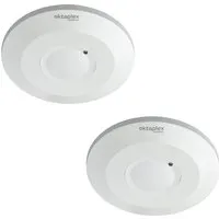 Oktaplex Ida 2er Set Decken-Bewegungsmelder - Bewegungsmelder mit 360° Hochfrequenz-Sensor, Reichweite von 2-16m und integriertem Dämmerungssensor. Ideal für effiziente Lichtsteuerung in jedem Raum.