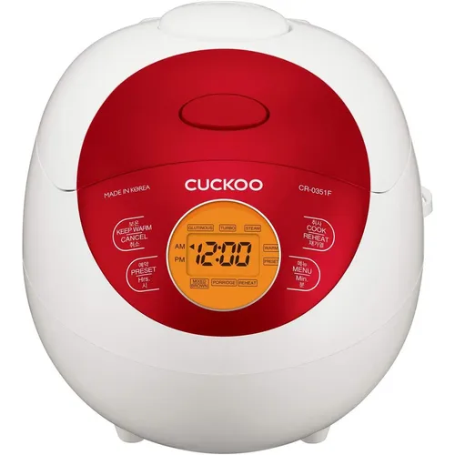 CUCKOO CR-0351F Elektrischer Reiskocher - Fuzzy Logic Reiskocher mit 0,54l Kapazität, kocht perfekten Reis in 18 Minuten und bietet 8 Kochfunktionen für vielseitige Gerichte.