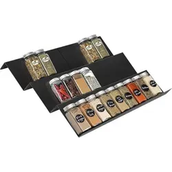 Bedeco Gewürzregal Schublade ausziehbar aus Edelstahl – 3 Ebenen Küchen Organizer