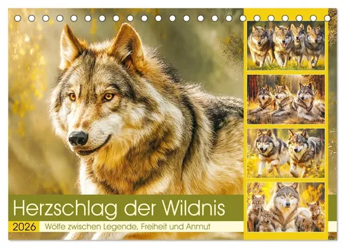 Herzschlag der Wildnis: Wölfe Tischkalender 2026 - Hochwertiger Tischkalender mit 12 faszinierenden Bildern von Wölfen in unberührter Natur, zeigt die Stärke und Treue der Tiere. Ideal als Geschenk für Naturfreunde und umweltbewusst produziert in Deutschland.