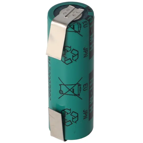 Produktbild 4/5AA NiMH Akku FDK 1,2 Volt 1100mAh mit Lötfahnen U-Form, Industrieausführung Flattop 43x14,2mm