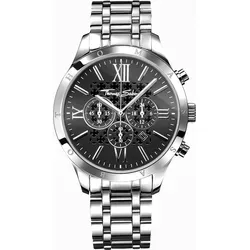 Thomas Sabo Rebel at Heart Herren Chronograph schwarz WA0015-201-203 - Chronograph für Herren, Ø 43 mm, mit einzigartigem Kreuzmuster-Zifferblatt und wasserdicht bis 5 ATM. Elegantes Design aus Edelstahl, ideal für den modernen Mann.