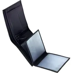 Geldbörse Portemonnaie Herren Damen Klein Echtleder Schwarz - Schwarz