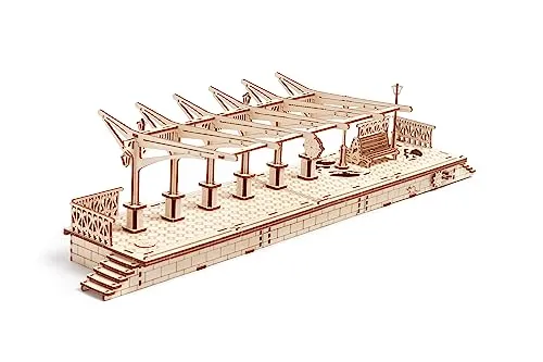 Ugears Bahnsteig 196 Teile (70013) - Modellbau für kreative Köpfe - Experimentieren und Modellbau mit dem Ugears Bahnsteig Bausatz: 196 Teile für detailgetreue Nachbildungen und stundenlangen Bau-Spaß.