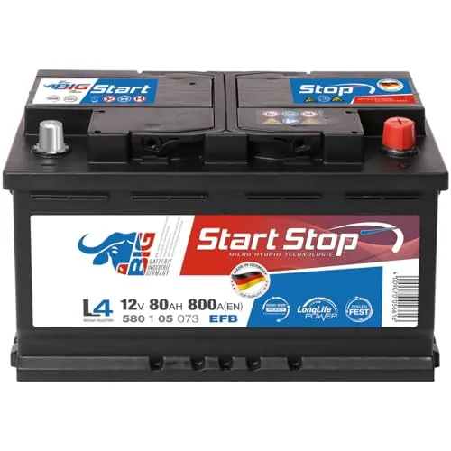 BIG Autobatterie 12V Start-Stop EFB 80Ah 800A/EN wartungsfrei