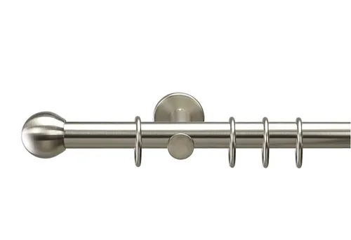 Gardinenstange Drehfix Kugel 120 cm - Edelstahl-Optik - Elegante Gardinenstange in Edelstahl-Optik mit einem Durchmesser von 20 mm. Ideal für stilvolle Fensterdekoration und inklusive aller Befestigungselemente.