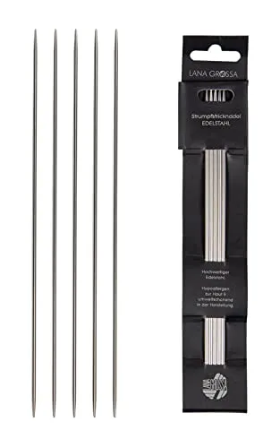 Lana Grossa Strumpfstricknadel Edelstahl | rostfrei & langlebig | glatte Oberfläche | für Socken, Mützen & mehr | verschiedene Größen, 20/3,5