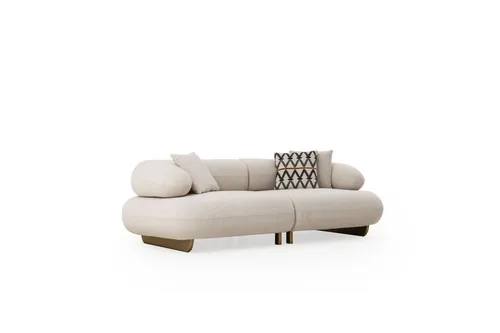Beige Dreisitzer Sofa – Luxuriöse Couch für modernes Wohnen - Bequemes Sofa für 3 Personen, mit verstellbarer Rückenlehne und Kissen. Ideal für Wohnzimmer, bietet hohen Komfort und modernes Design. Maße: 240 x 115 cm.