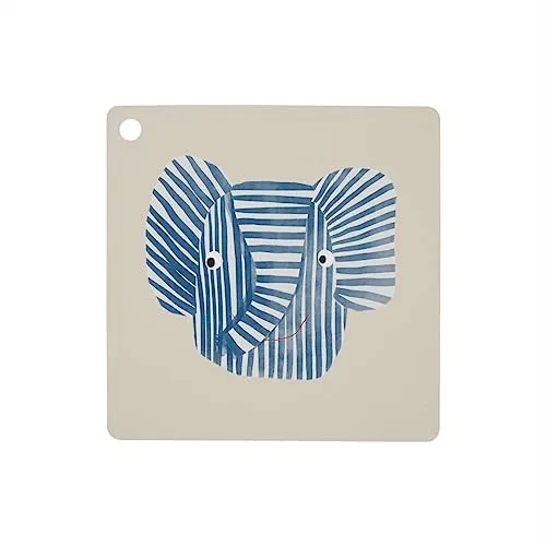 Tischset Erik Elefantenmotiv Blau aus Silikon H0,15x38x38cm in blau von OYOY