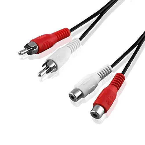 BestPlug 5 Meter Stereo Audio RCA L-R Kabel Verlängerung, 2 Cinch Stecker männlich auf 2 Chinch Buchse Kupplung weiblich, Schwarz
