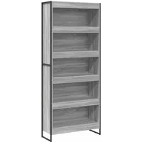 vidaXL Bücherregal 2-Tlg Graues Sonoma 80 x 30 x 155 cm - Industrielles Bücherregal aus hochwertigem Holzwerkstoff, ideal für stilvolle Wohnräume. Bietet 6 Staufächer und vereint Funktionalität mit elegantem Design.